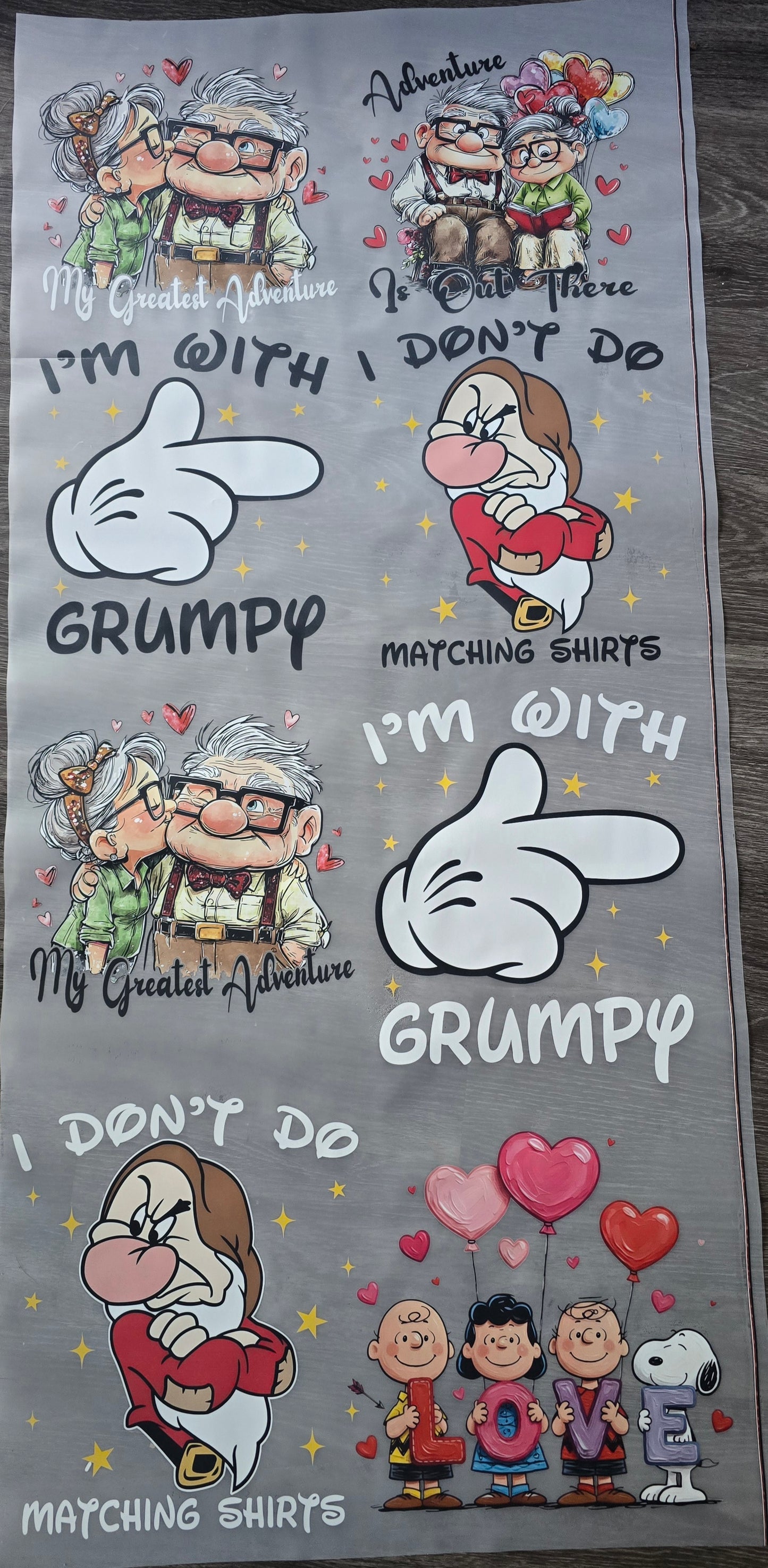 DTF Grumpy Gang sheet valentine
